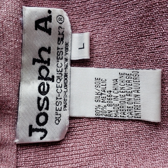 Vintage 90s Joseph A. Pink Metallic Shimmer Sweater Top sz L Women's - Picture 5 of 7